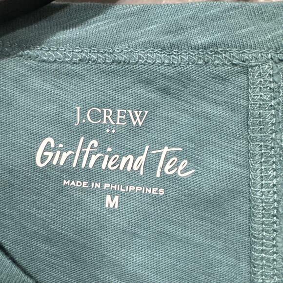 J Crew Women Girlfriend Tee Size M Crewneck T-Shirt Green Atlantis CG779 - Picture 2 of 10